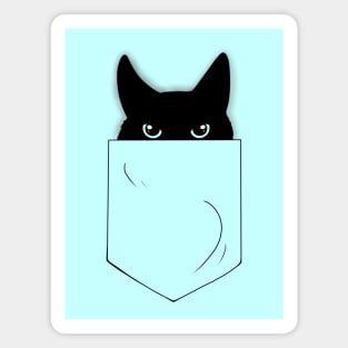 Peeking Black Cat in a Pocket Magnet